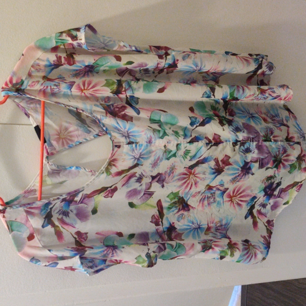 Torrid Floral Open Wrap Back Chiffon Top